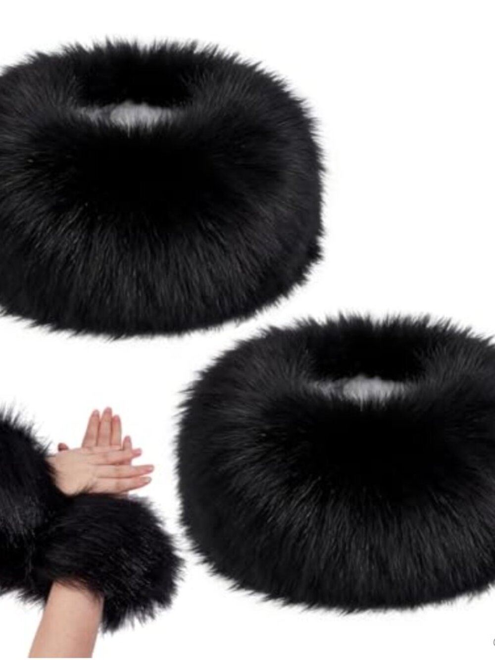 Faux Fur Wrist Cuffs Elastic Arm Warmers Cosplay Costume Accessories 1 Pair